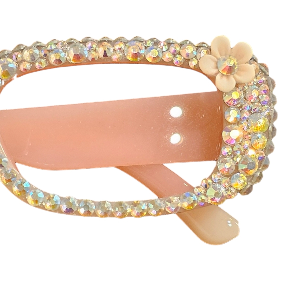Handmade BRIDE Swarovski Crystal Rectangle Rosey Sunglasses - Picture 3 of 8